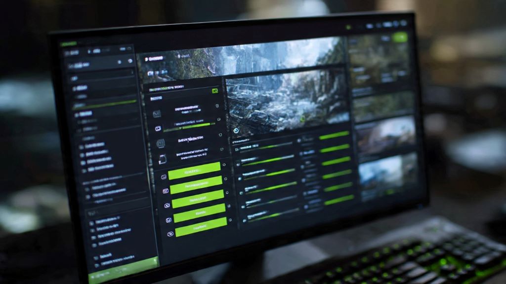 NVIDIA Control Panel interface showing 3D settings and display configuration options for graphics optimization