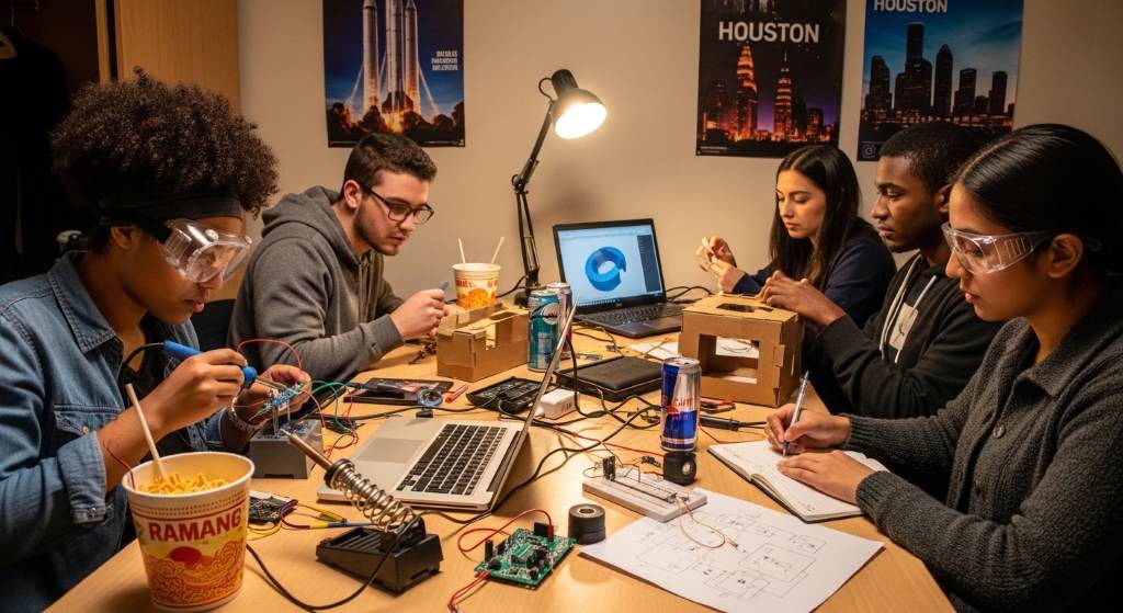 Houston college student using affordable VR headset in small apartment